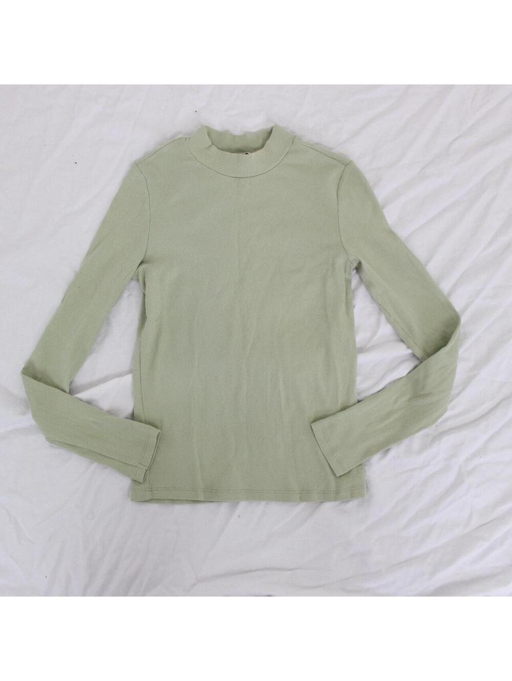 Monki green long sleeve ribbed mock neck top Size XS
